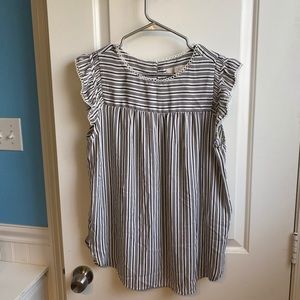 Loft ruffle sleeve striped tank top blouse